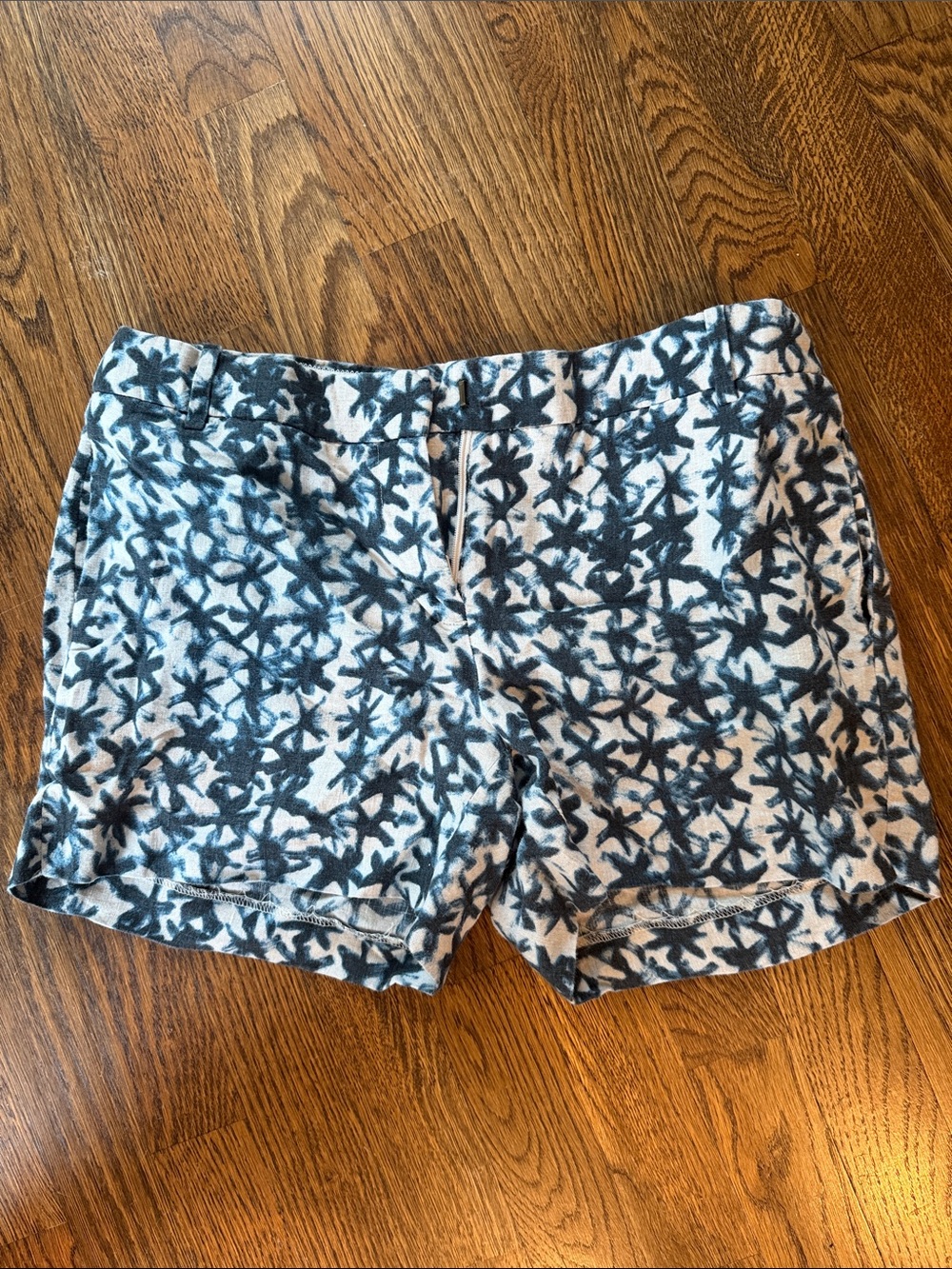 J. Crew Blue & White Floral-Print Jean Shorts